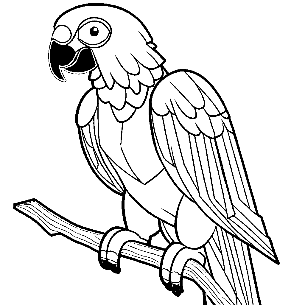 Outline of a Grey parrot for coloring activity