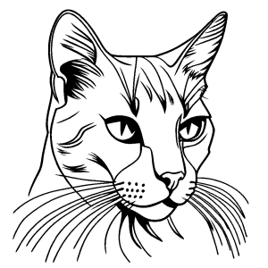 Realistic cat's head with ears coloring page