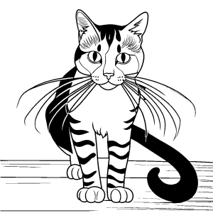 Realistic cat's tail coloring page