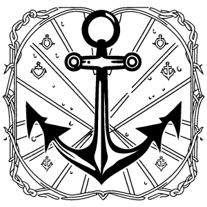 Majestic anchor with crown coloring page