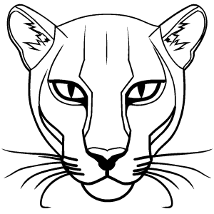 Puma with sharp eyes and pointed ears sketch for coloring page