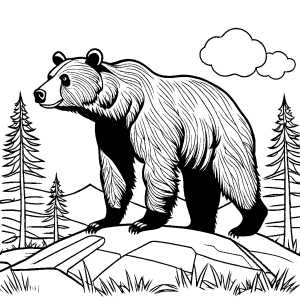 Brown bear standing on all fours coloring page