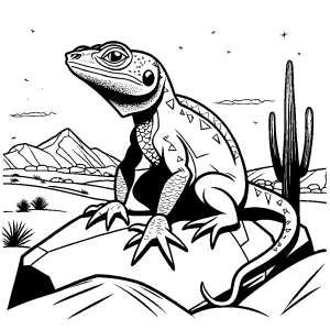 Cute lizard on a rock in a desert