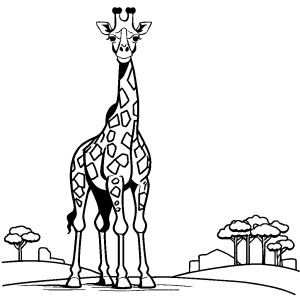 Giraffe standing outline sketch