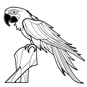 Outline of a macaw with wide beak and long tail
