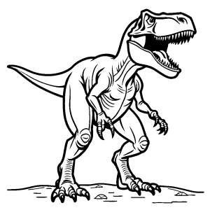 Black and white illustration of Tyrannosaurus Rex for coloring