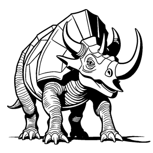 Simplified Triceratops dinosaur coloring page