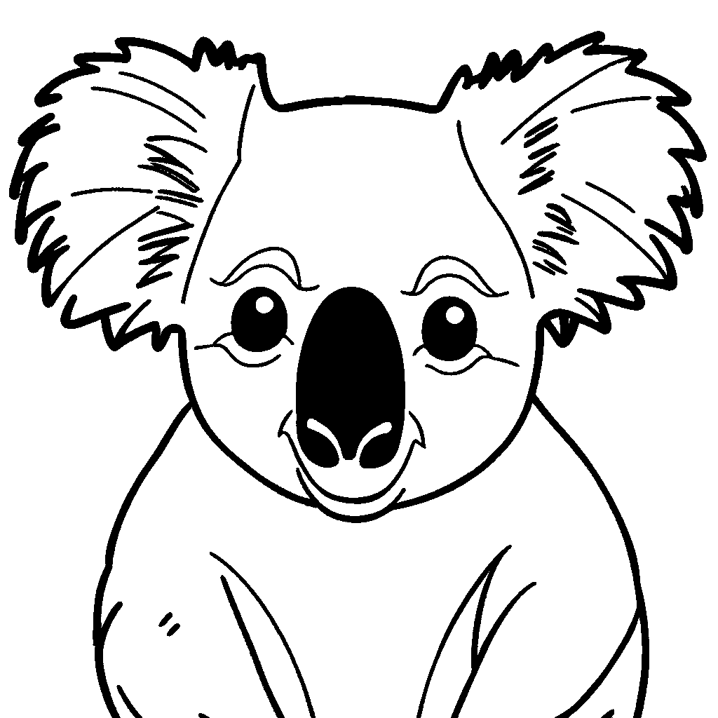 Sleeping koala face coloring page