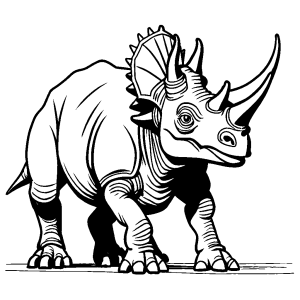 Simple Triceratops dinosaur sketch for coloring