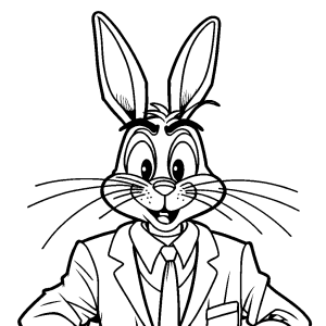 Simple Bugs Bunny illustration with surprised expression and holding cheeks