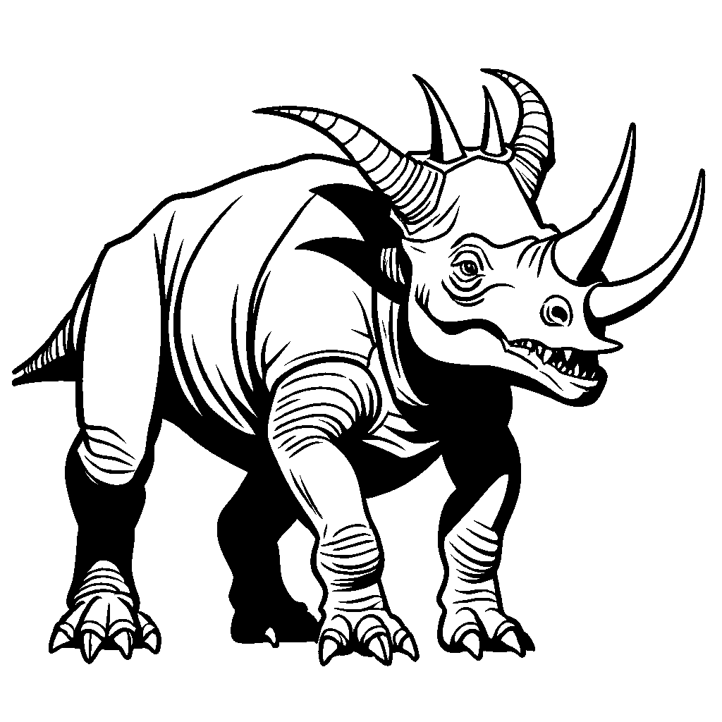 Triceratops dinosaur coloring page for kids