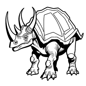Contour drawing of Triceratops for coloring activity