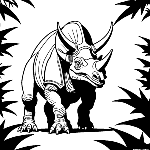 Triceratops line art coloring page for kids