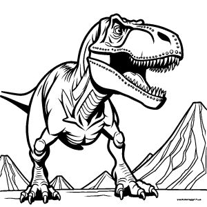 Line drawing of Tyrannosaurus Rex for coloring