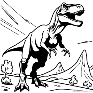 Uncolored drawing of Tyrannosaurus Rex for kids to color