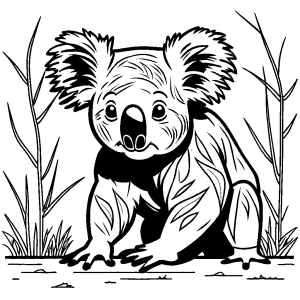 Koala walking on all fours coloring page