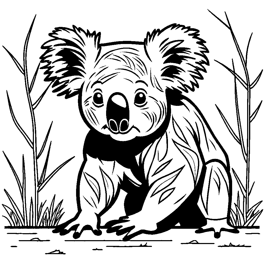 Koala walking on all fours coloring page