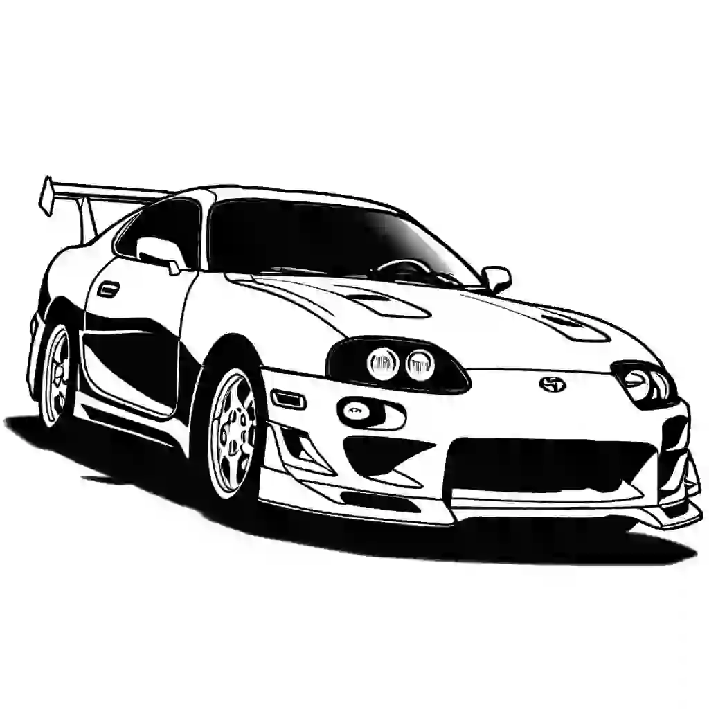 2004 Toyota Supra - GT2 car sketch for coloring book coloring page