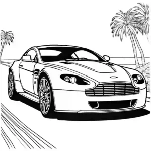 2008 Aston Martin V8 Vantage outline drawing coloring page