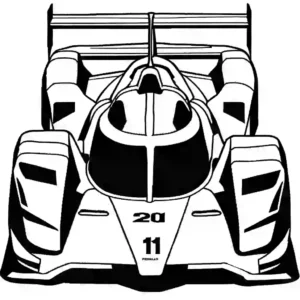 Printable outline of 2011 Pescarolo P1 - 01 OAK LMP1 racing car for coloring activity coloring page