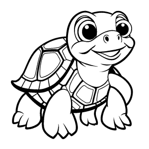 Adorable cartoon turtle with a friendly smile and round eyes coloring page