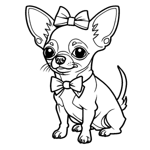 Chihuahua with bow coloring page