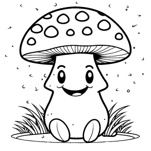 Happy Mushroom with Adorable Shape Coloring Page