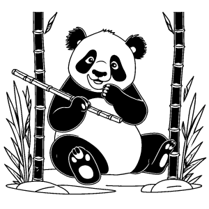 Cartoon panda bear coloring sheet