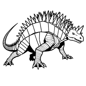 Spiky Ankylosaurus Dinosaur Outline Drawing with Tail Club coloring page