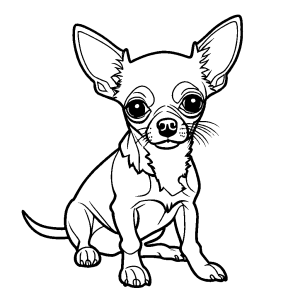 Attentive Chihuahua sitting down coloring page