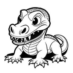 Black and white Komodo Dragon coloring page with tongue displayed coloring page