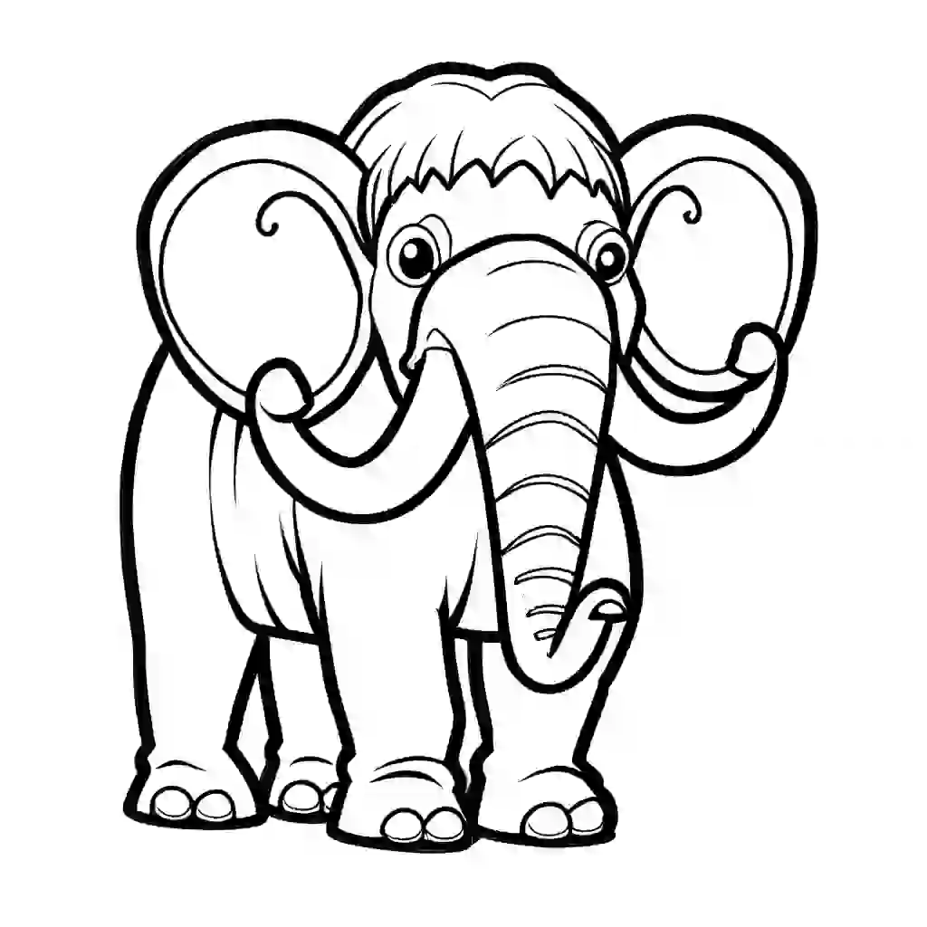 Simple mammoth illustration for coloring activity coloring page