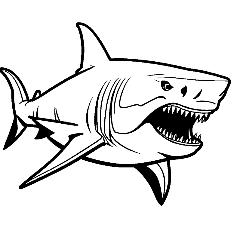 Basic megalodon outline with fin coloring page Lulu Pages