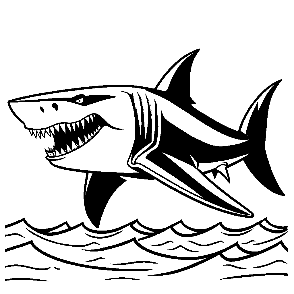Megalodon shape with a toothy grin coloring page