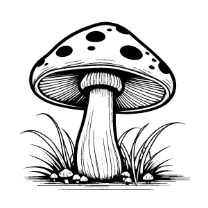 Beautiful Mushroom with Stem Coloring Page
