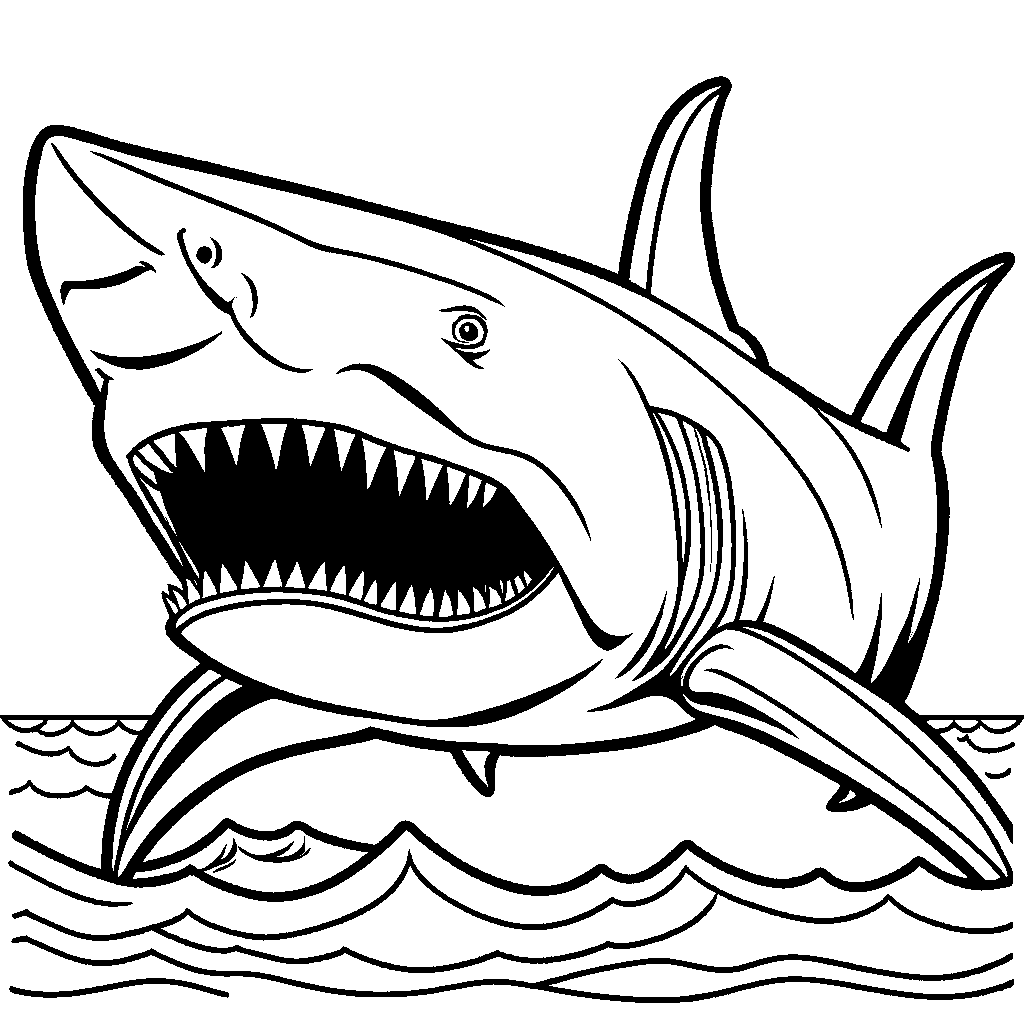 Black and White Megalodon coloring page