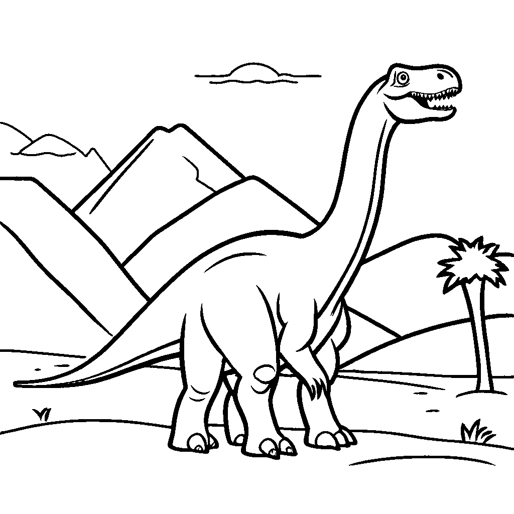 Brachiosaurus dinosaur simple drawing for coloring page