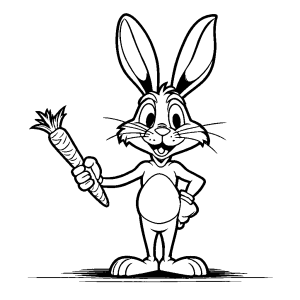 Bugs Bunny holding a carrot coloring page