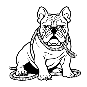 Bulldog coloring page playing with rope toy coloring page