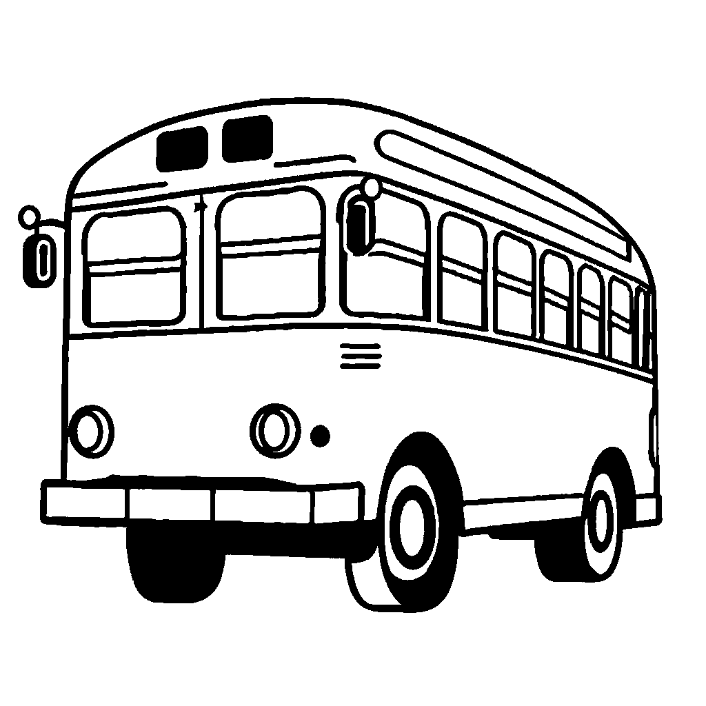 Bus outline coloring page for kids