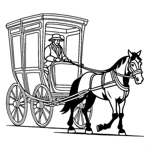 Horse coloring page pulling a carriage coloring page