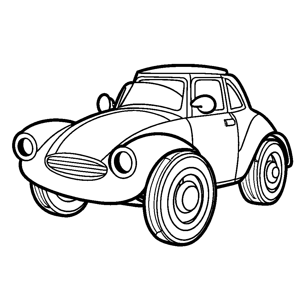 Cartoon car with big wheels coloring page Lulu Pages