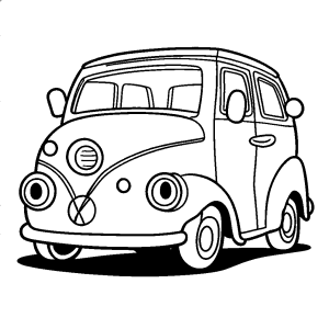 Light-hearted and cheerful doodle of a car with whimsical elements coloring page