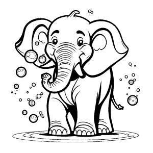 Elephant blowing bubbles coloring page