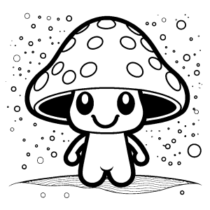 Cheerful Mushroom with Lines Coloring Page