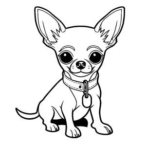 Chihuahua wearing collar coloring page