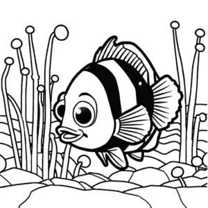Clownfish and sea anemones coloring page