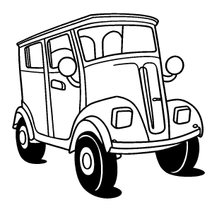 Simple and comical car coloring page