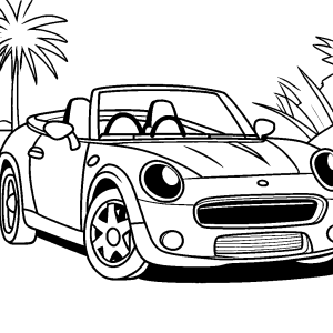 Convertible car for fun coloring page