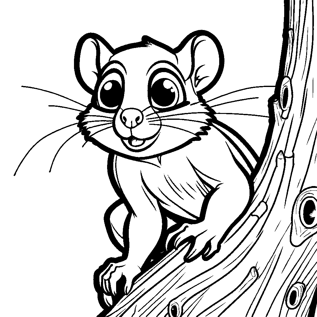 Curious flying squirrel coloring page Lulu Pages